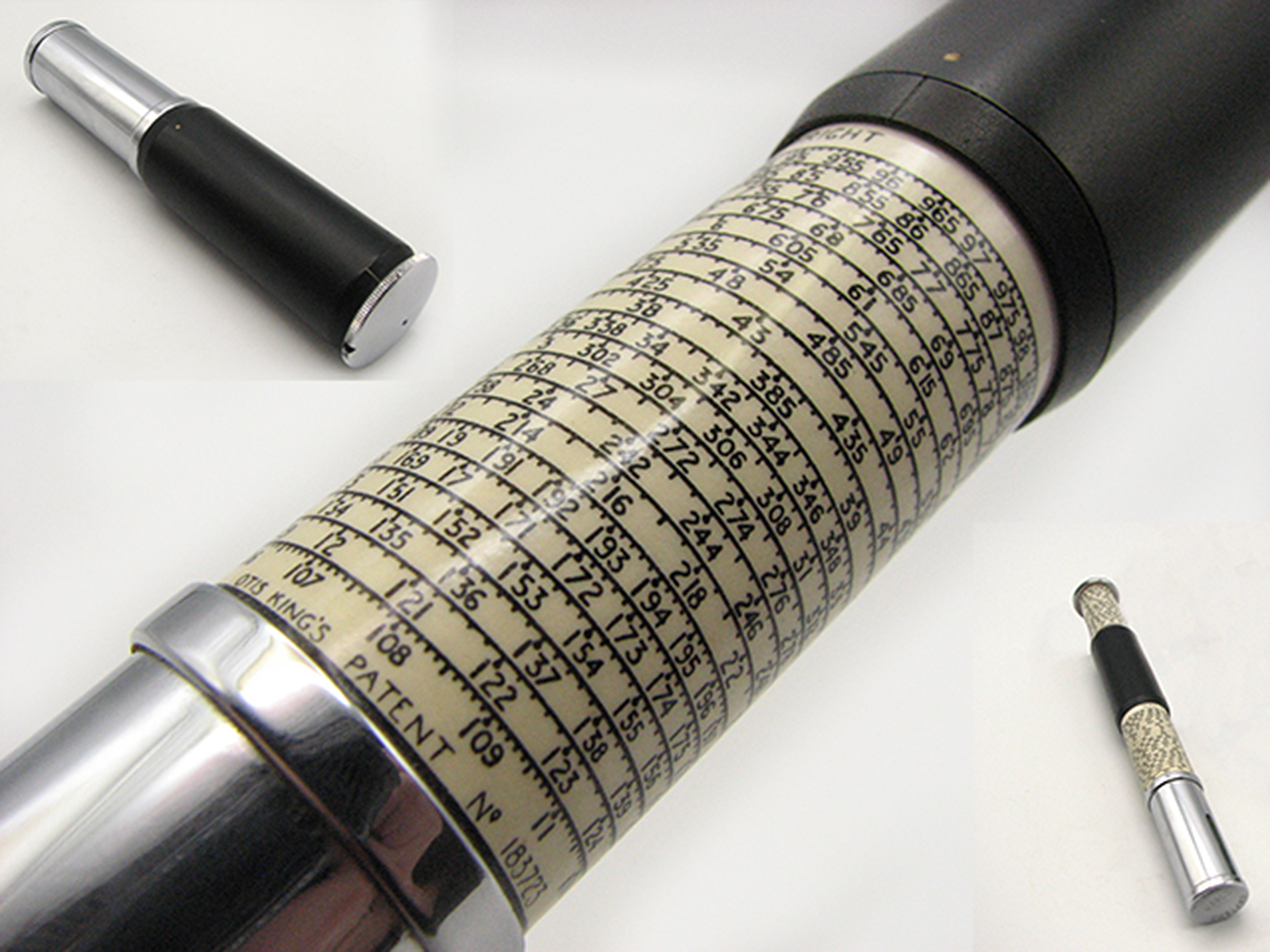 Vintage Otis King model L cylindrical slide rule calculators